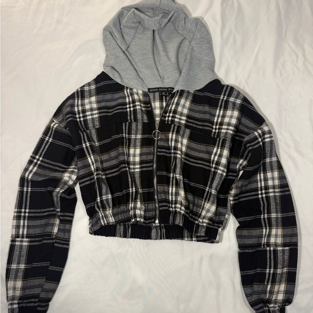 HYFVE Gray and Black Plaid Hoodie